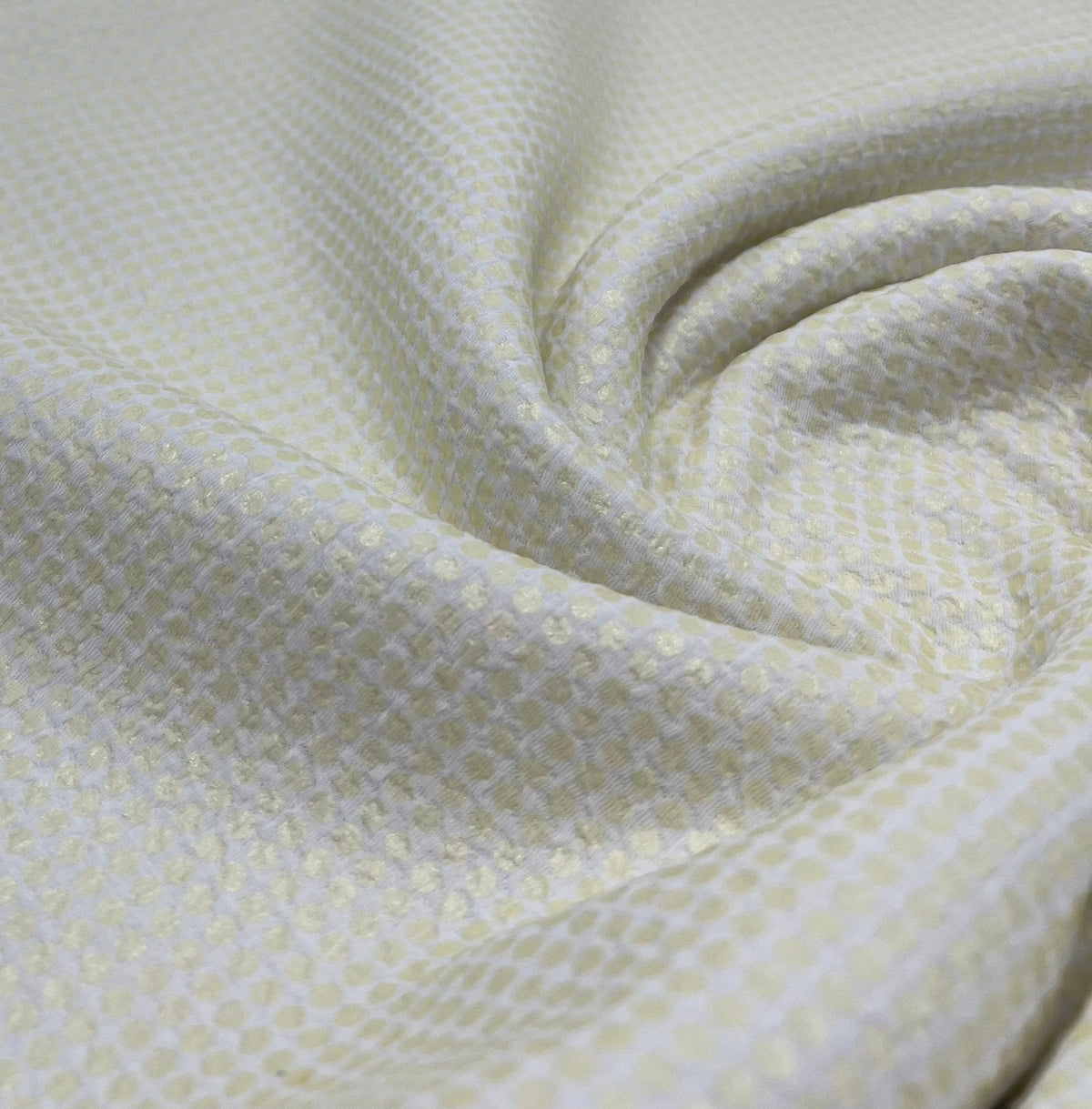White Gold Shiny Square Liverpool Bullet Stretch Fabric