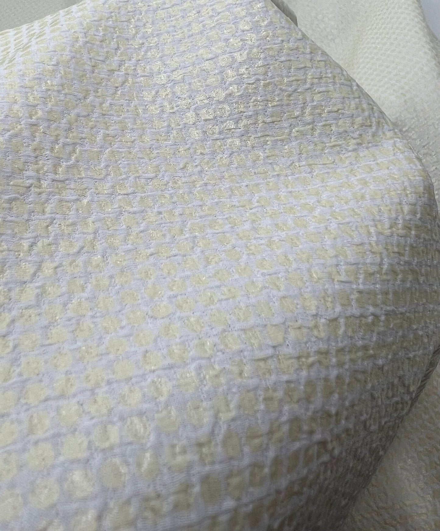 White Gold Shiny Square Liverpool Bullet Stretch Fabric