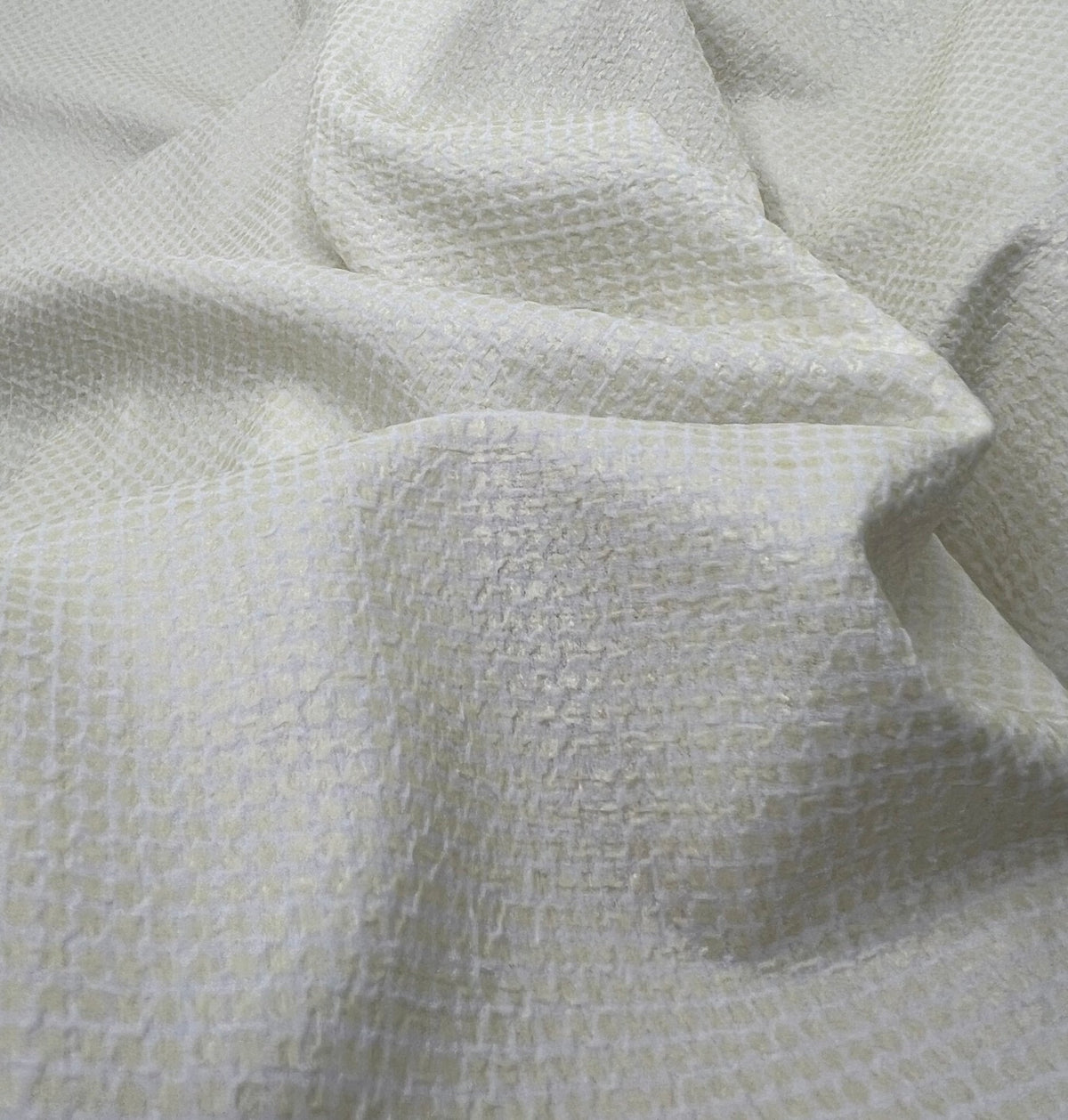 White Gold Shiny Square Liverpool Bullet Stretch Fabric