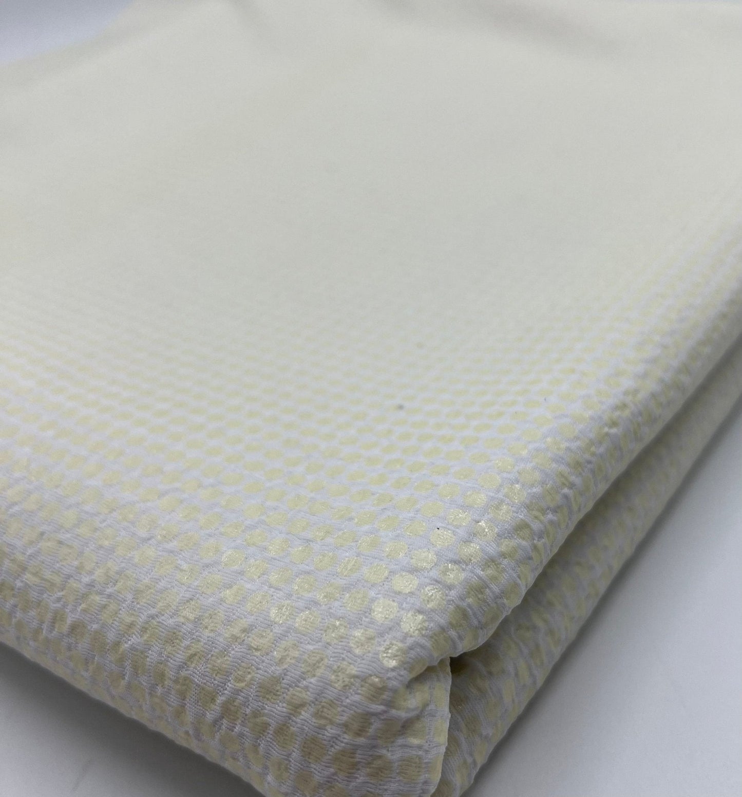 White Gold Shiny Square Liverpool Bullet Stretch Fabric