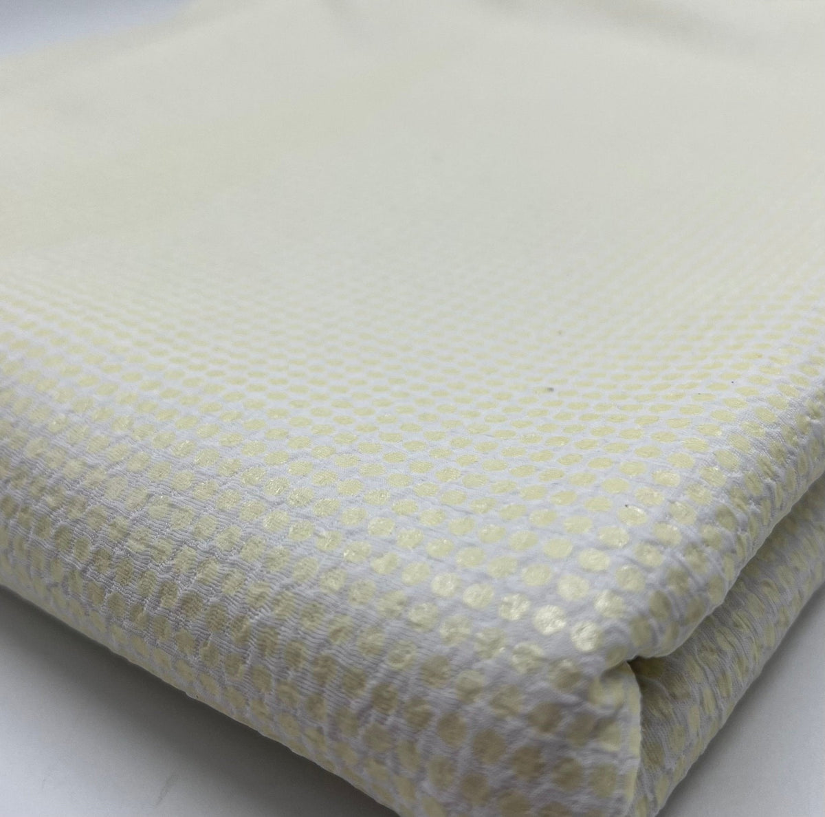 White Gold Shiny Square Liverpool Bullet Stretch Fabric