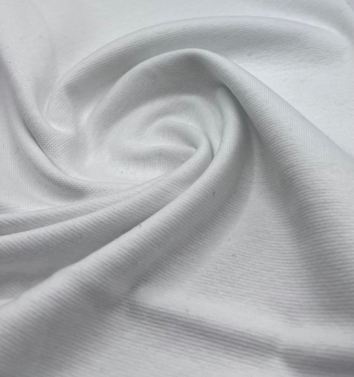 White Jersey Cuffing Ribbing Fabric 270 GSM Cotton Knit 70cm Wide
