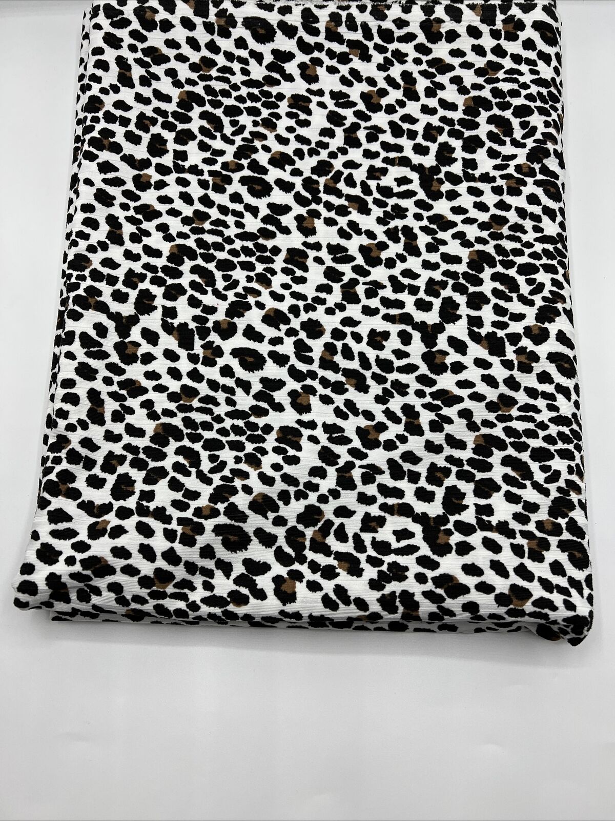 White Leopard Print 8x4 Wide Rib Stretch Fabric