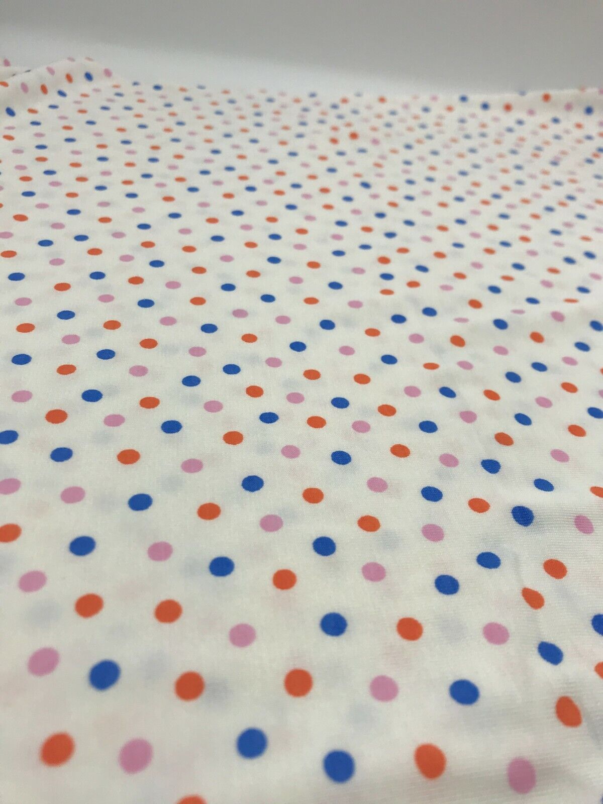 White Multi Polka Dot Viscose Elastane Fabric