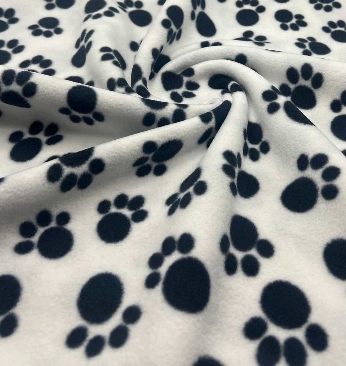 White Paws Printed Anti-Pil Polar Fleece Fabric Blanket Loungewear