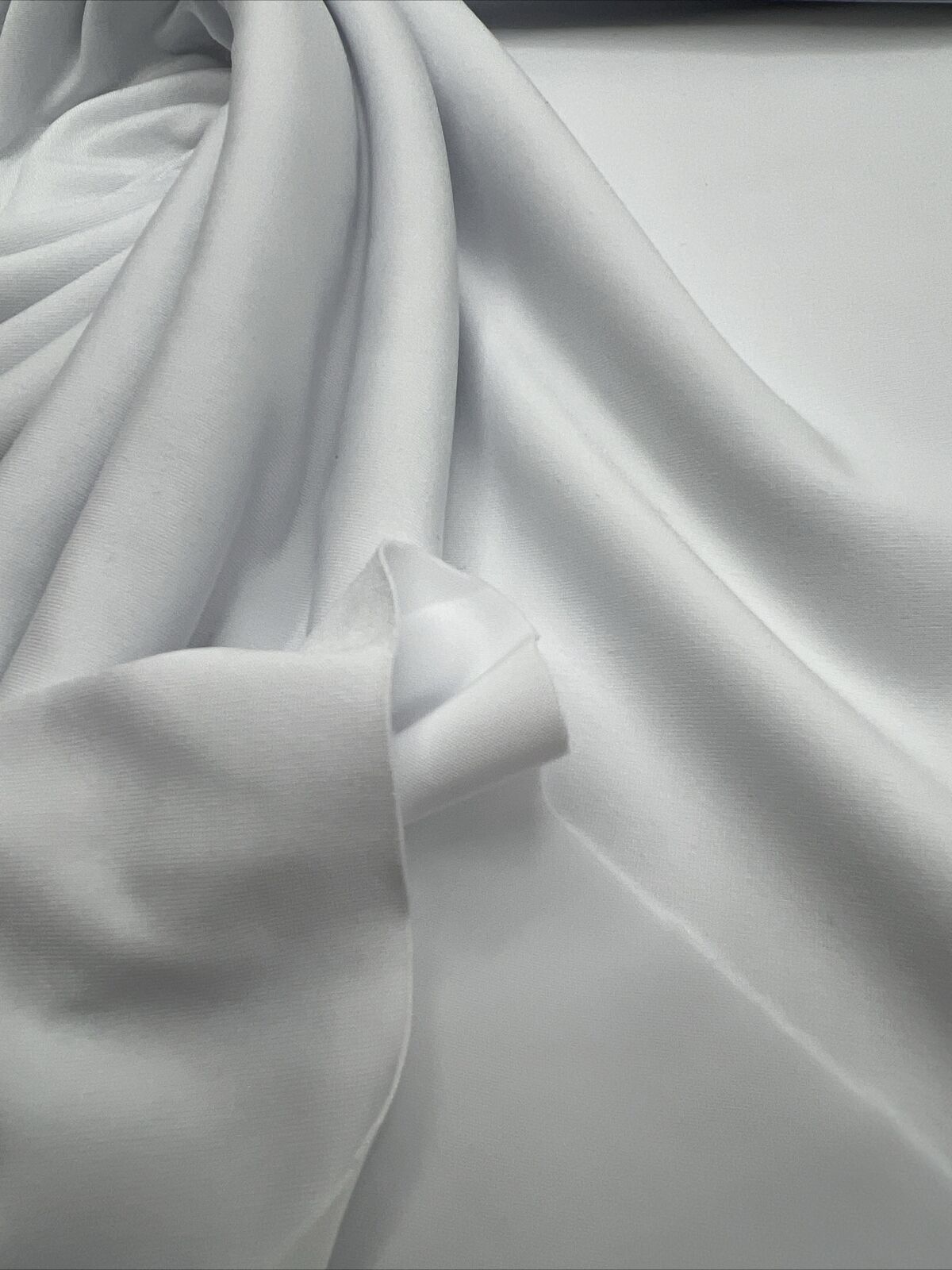 White Plain Shiny Soft Touch Slinky 4 Way Stretch Fabric