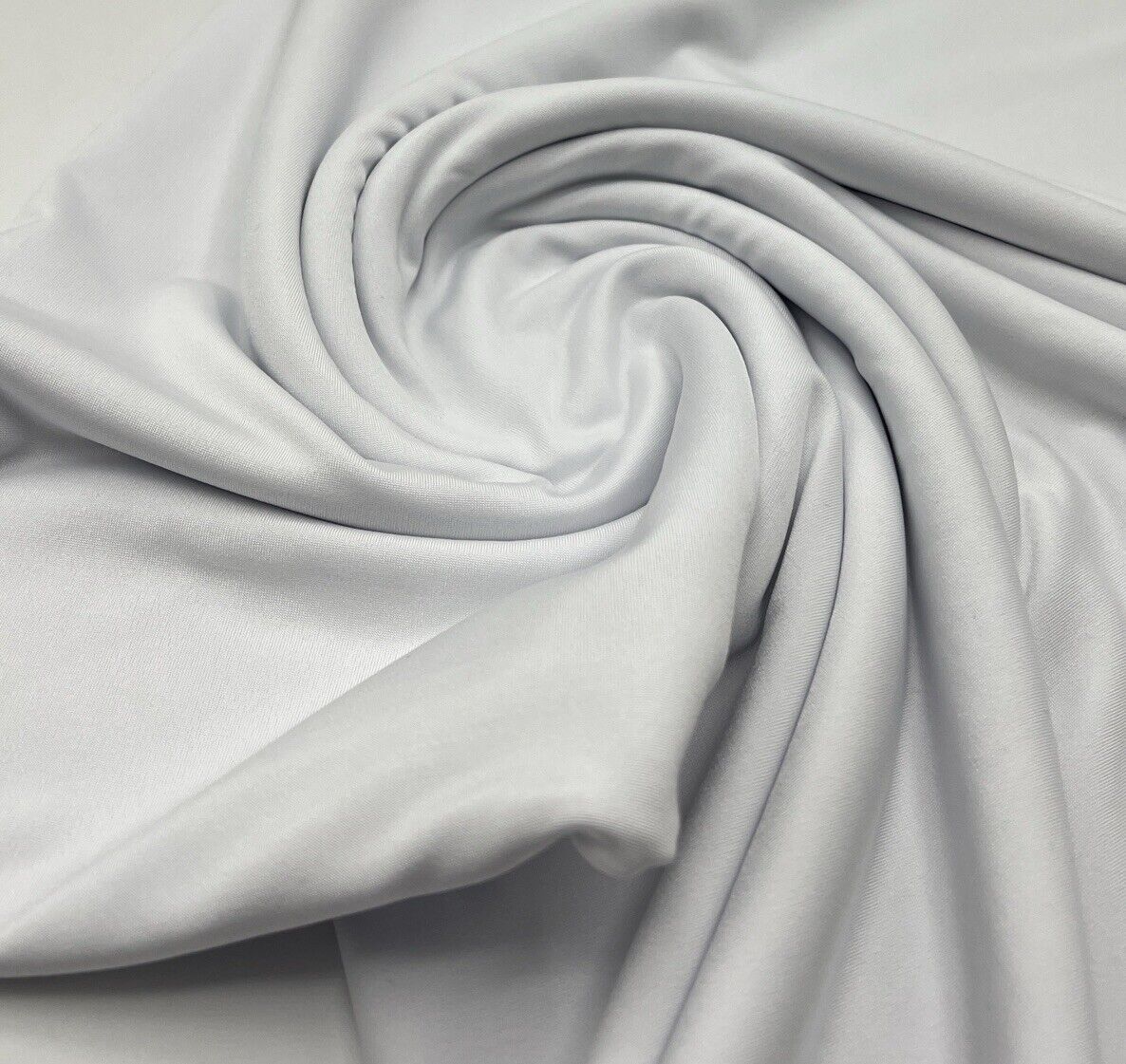White Plain Shiny Soft Touch Slinky 4 Way Stretch Fabric