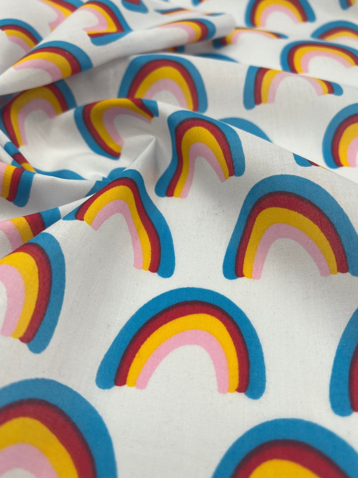 White Rainbow Printed Polycotton 90 GSM 80/20 44 Inch Non Stretch
