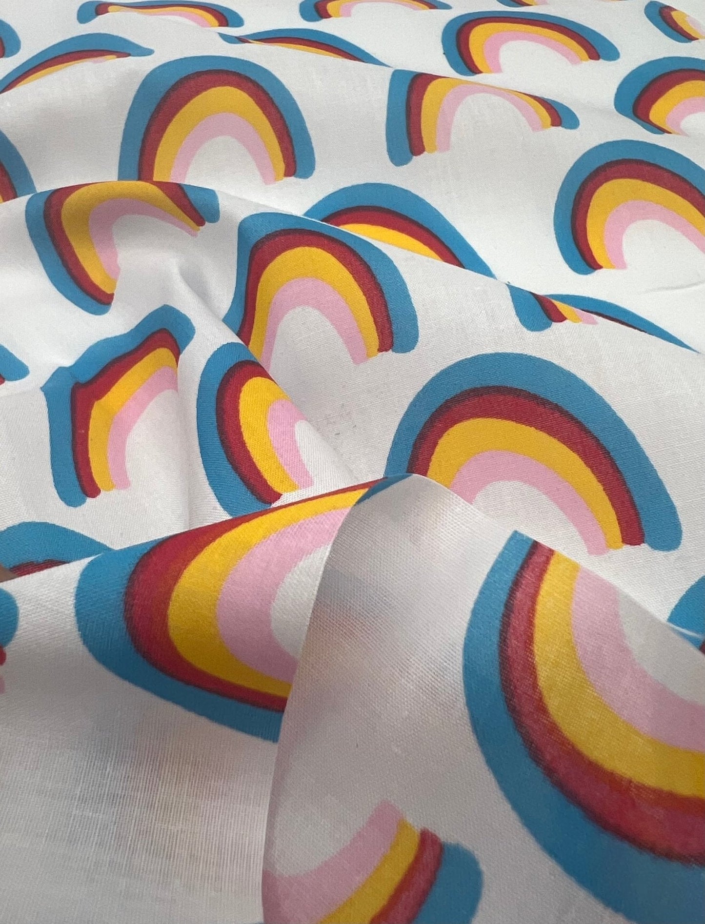 White Rainbow Printed Polycotton 90 GSM 80/20 44 Inch Non Stretch