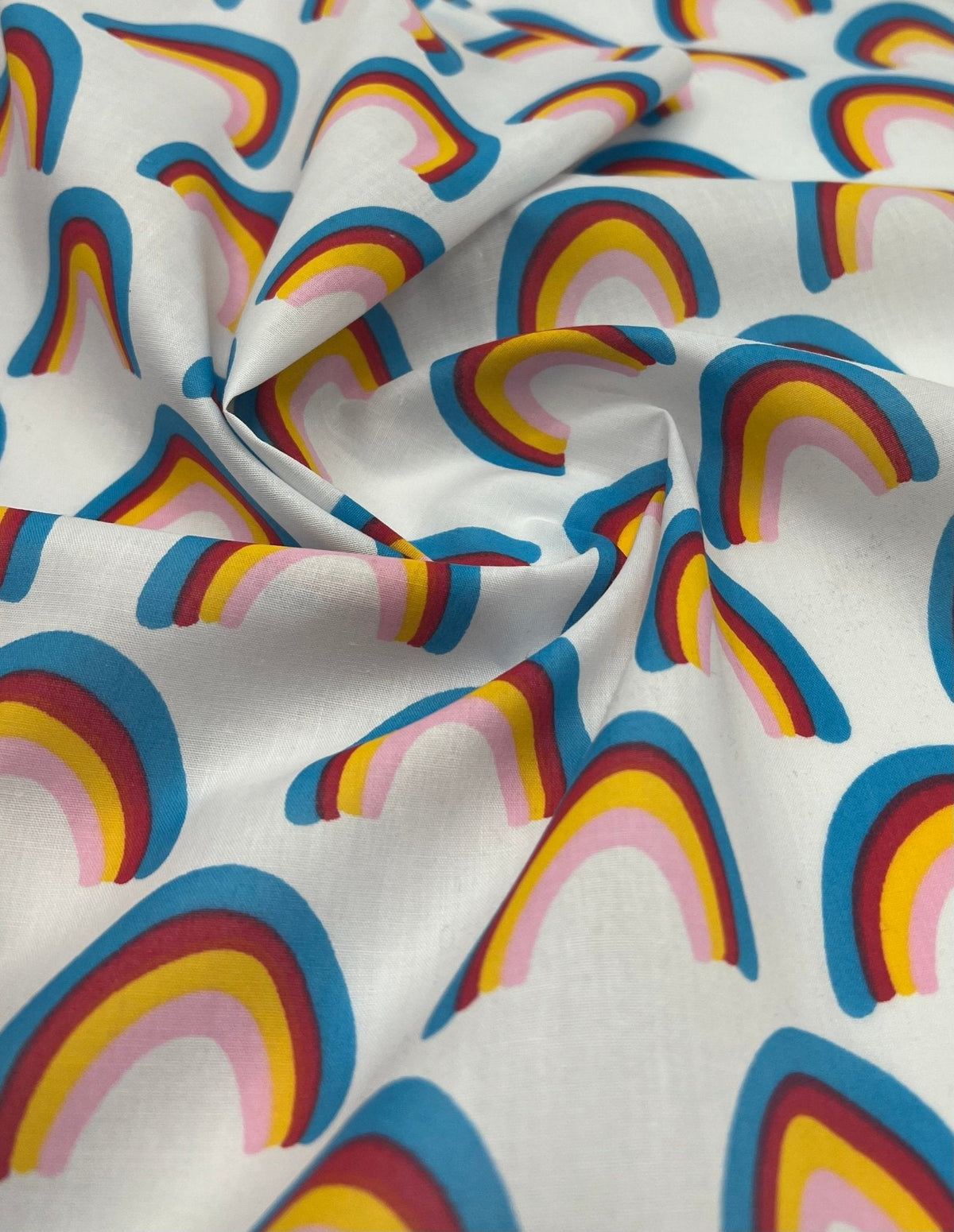 White Rainbow Printed Polycotton 90 GSM 80/20 44 Inch Non Stretch