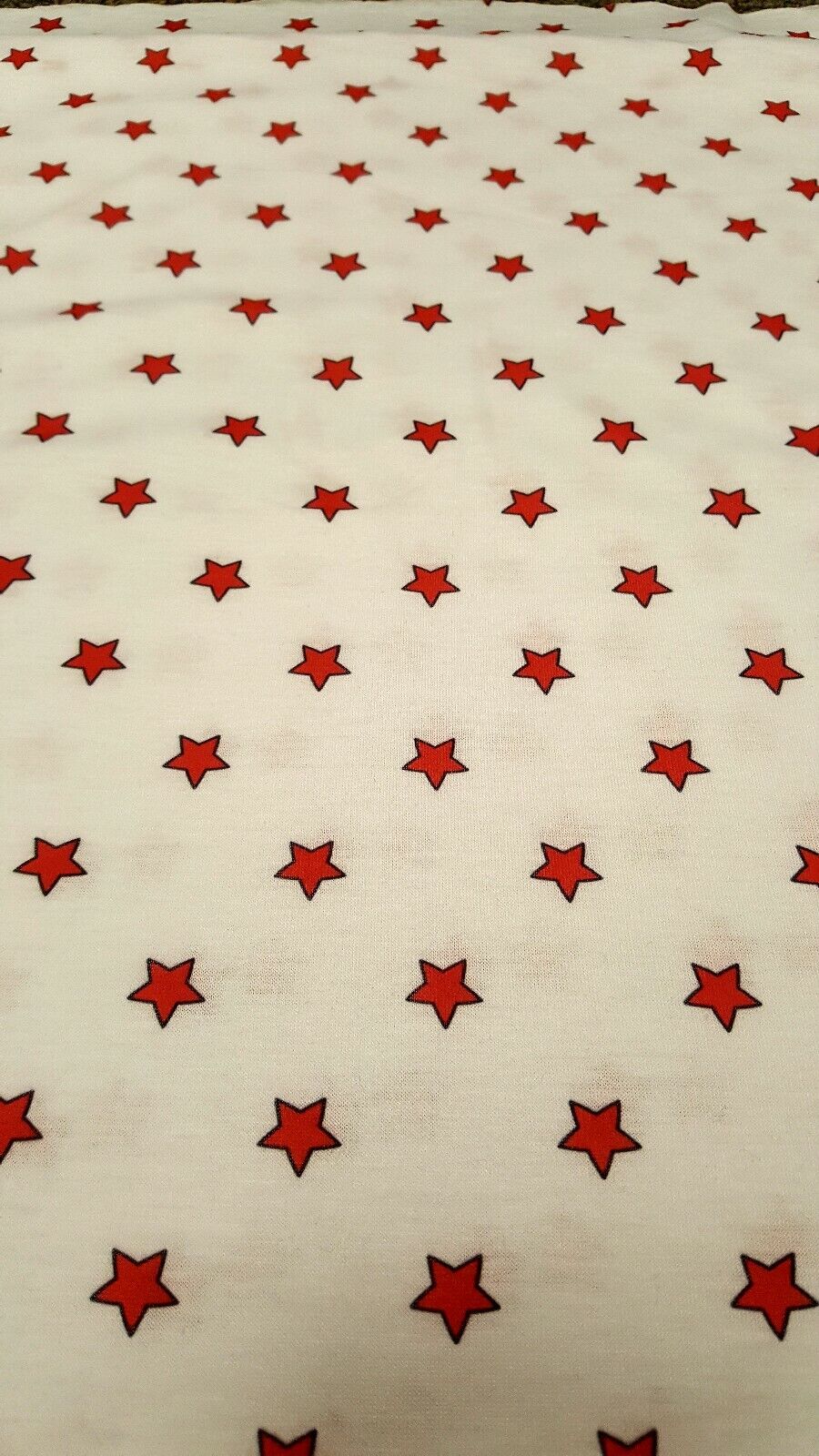 White Red Star Print Spun Poly Stretch Fabric
