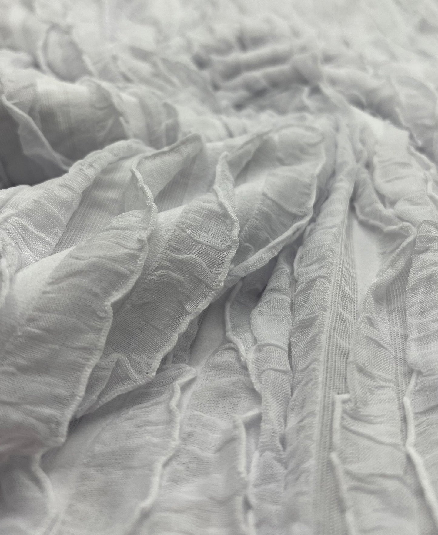 White Ruffle Textured 4 Way Stretch Fabric