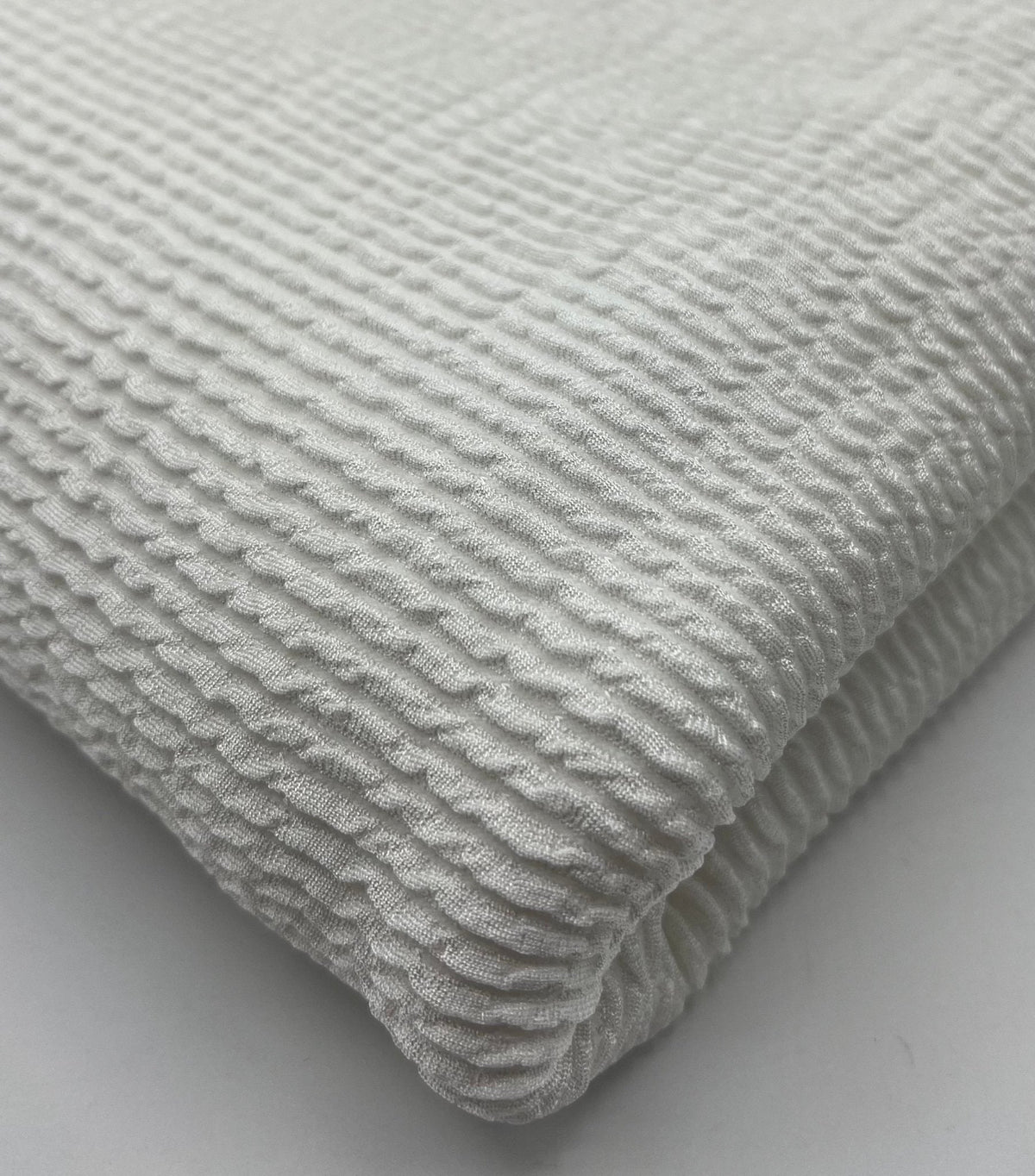 White Thick Rope Rib 2 Way Stretch Fabric