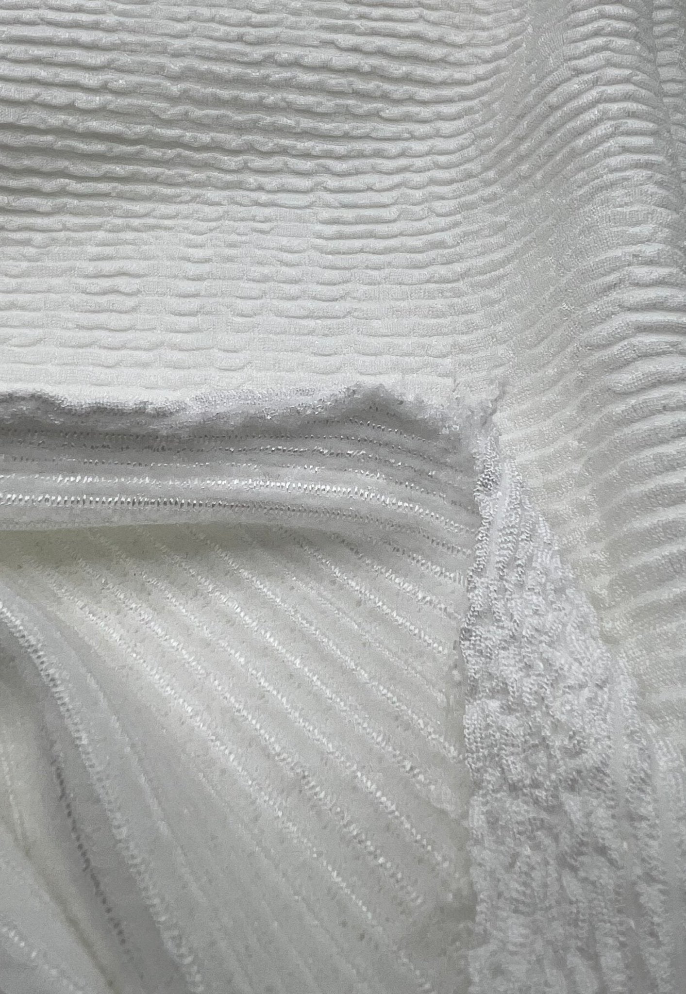 White Thick Rope Rib 2 Way Stretch Fabric