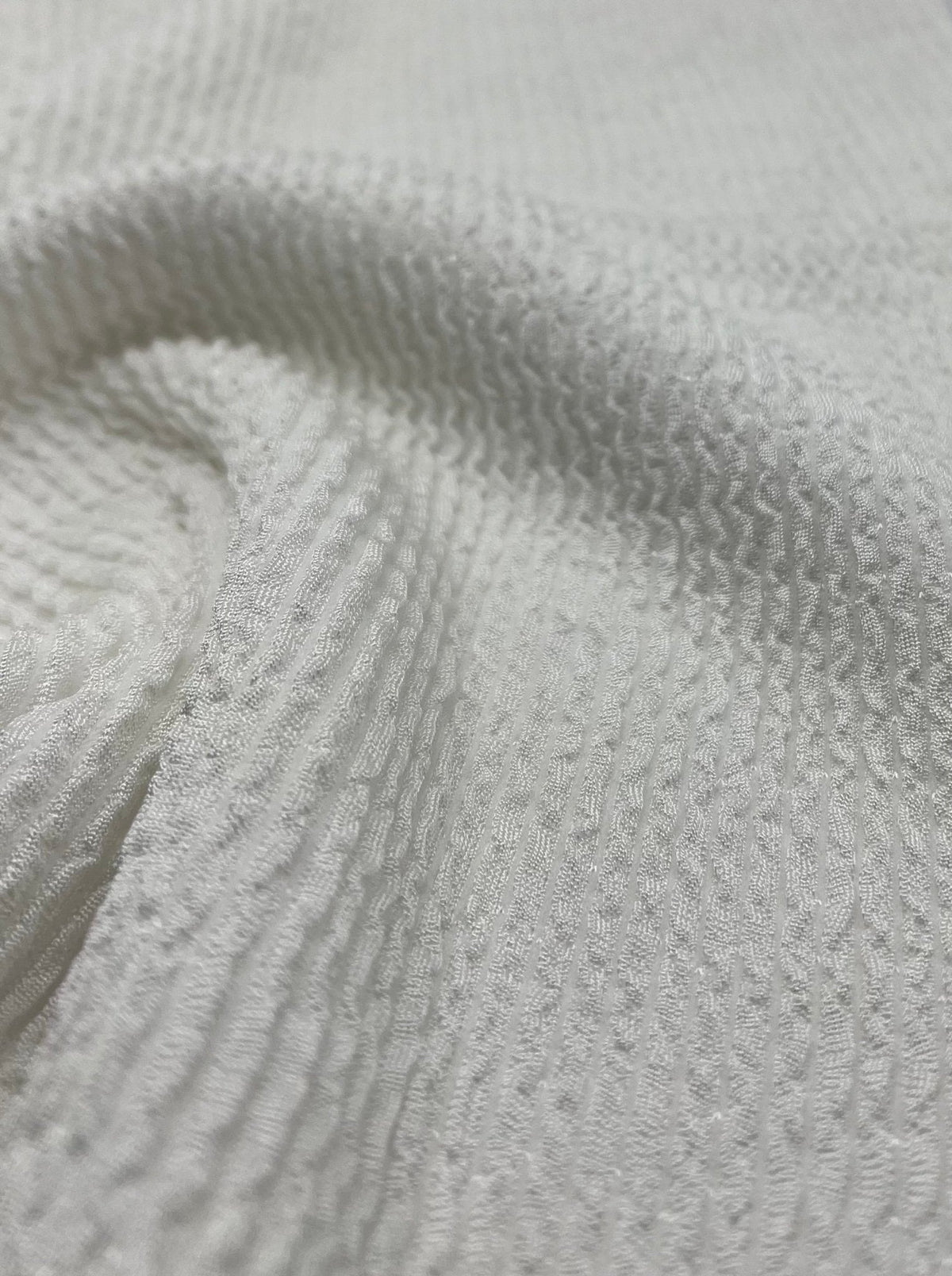 White Thick Rope Rib 2 Way Stretch Fabric
