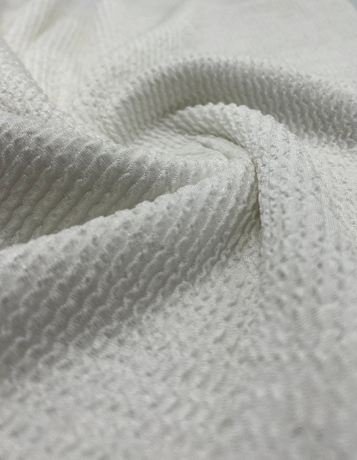 White Thick Rope Rib 2 Way Stretch Fabric