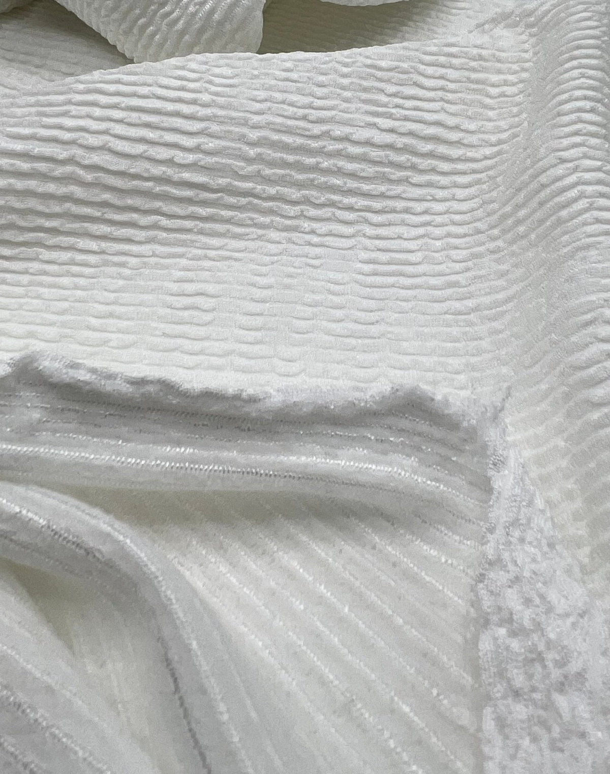 White Thick Rope Rib 2 Way Stretch Fabric