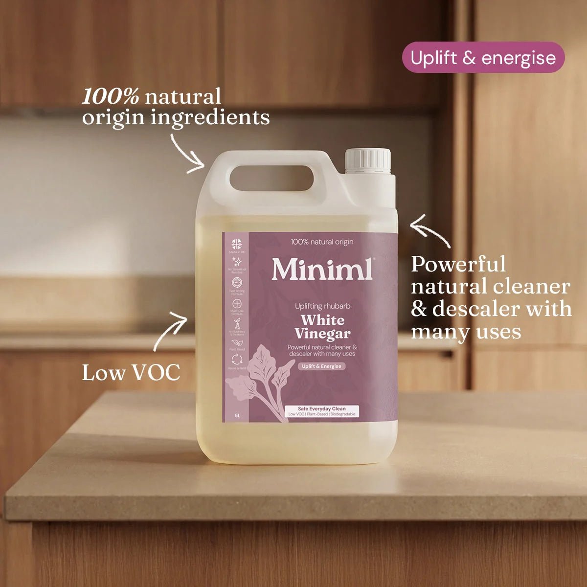 Uplifting Rhubarb White Vinegar – 5L Eco Refill Multi-Surface Cleaner