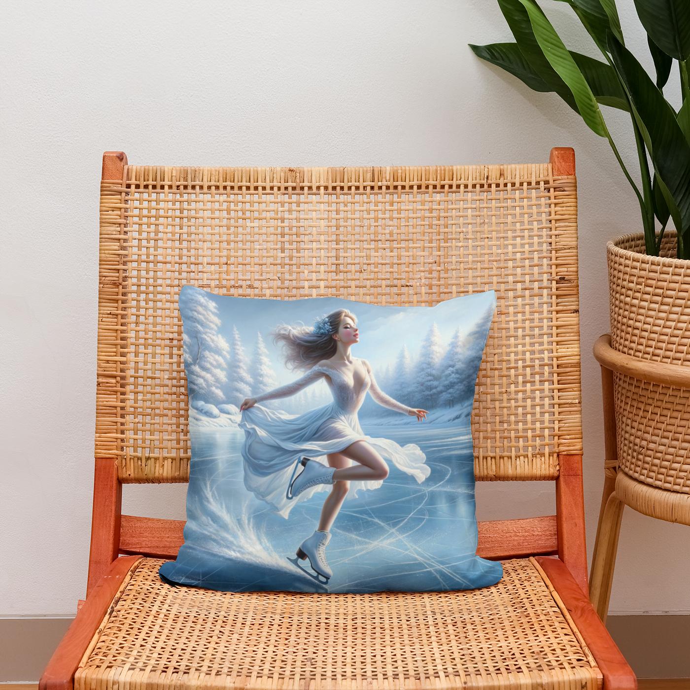 Elegant Ice Skater Cotton Cushion
