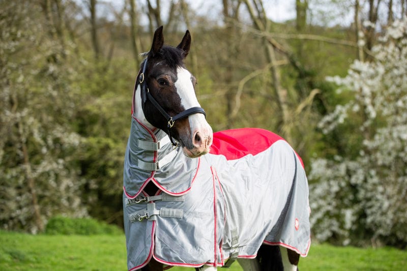 WIDE FIT Fly Turnout Combination Rug - Red (Mesh)