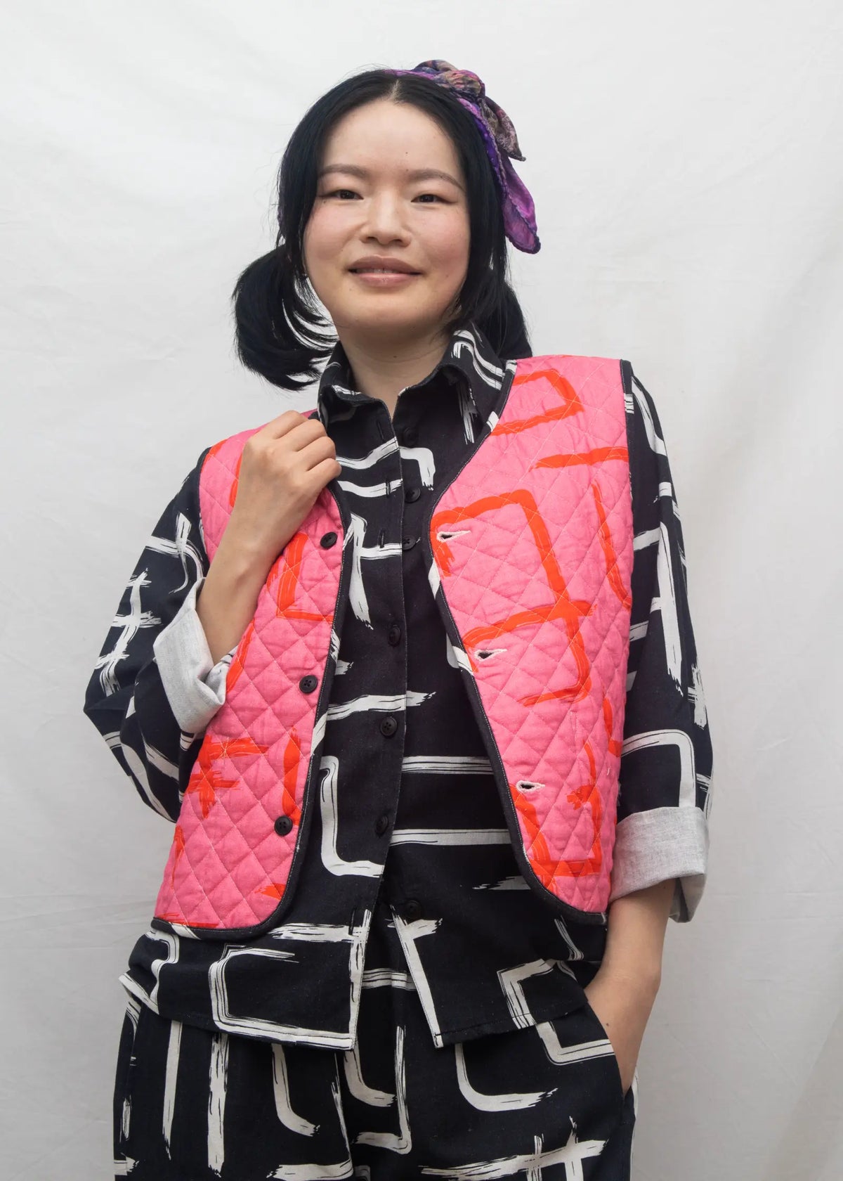 Organic Cotton Quilted Reversible Gilet - Galaxy