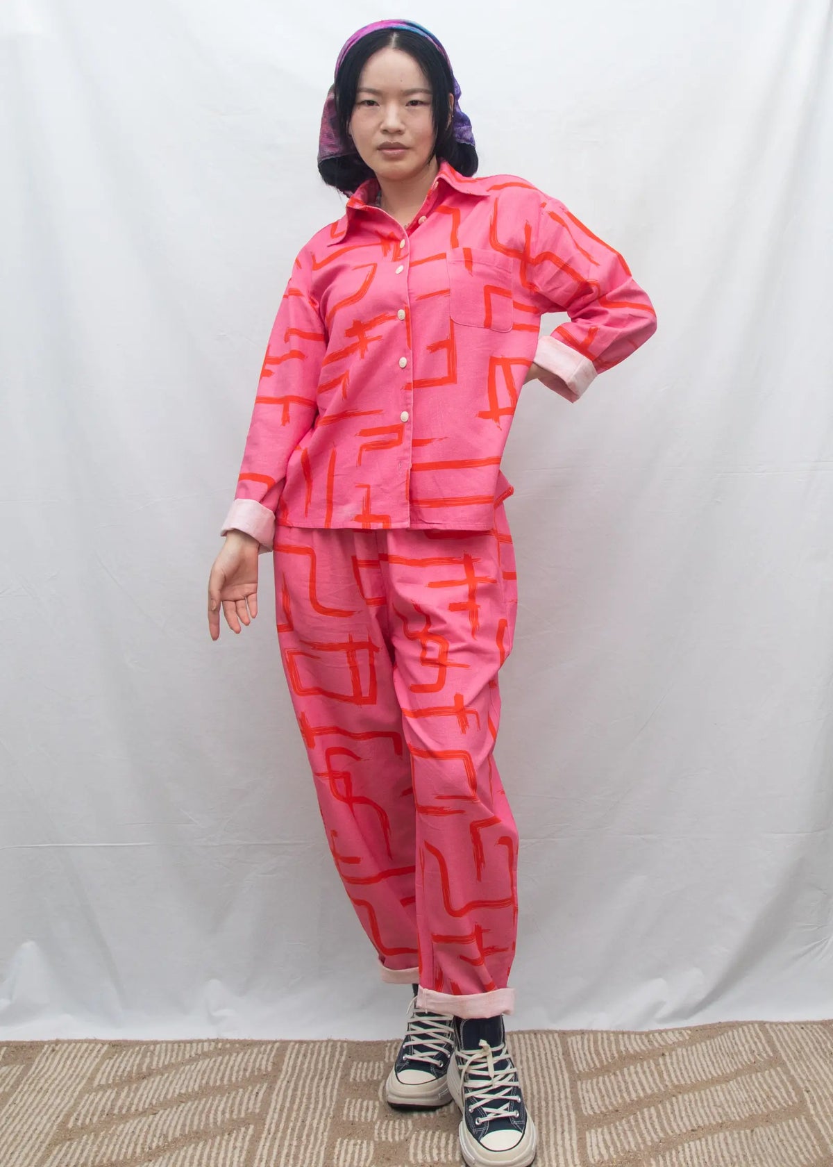 Organic Cotton & Linen Shirt - Galaxy Pink & Red