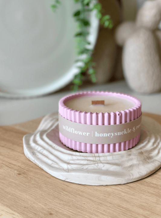 Wildflower Stoneware Soy Candle – Eco-Friendly Floral Home Fragrance