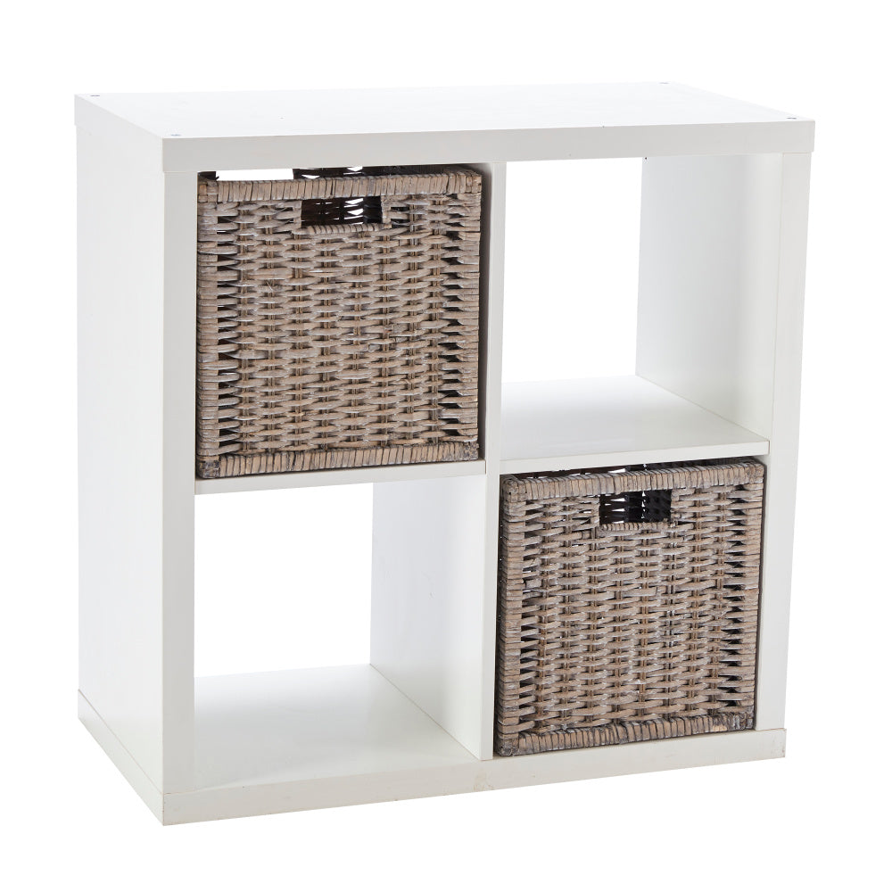 Set of 2 Square Willow Storage Baskets – Grey