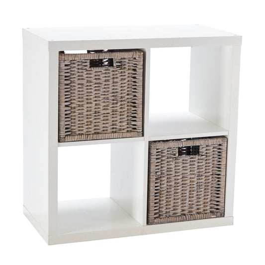 Set of 2 Square Willow Storage Baskets – Grey