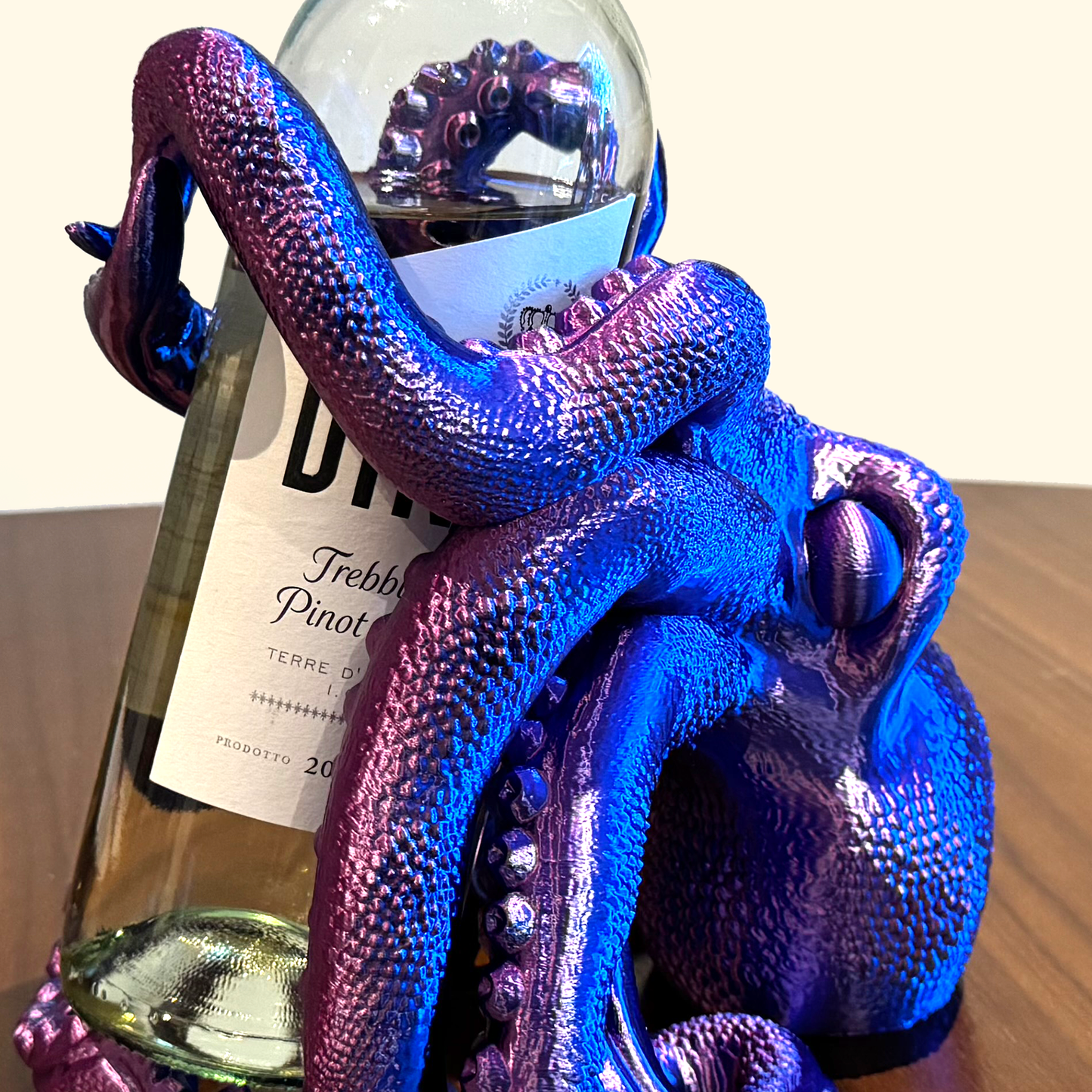 Octopus Wine Bottle Holder | 3D Printed Nautical Kitchen Decor