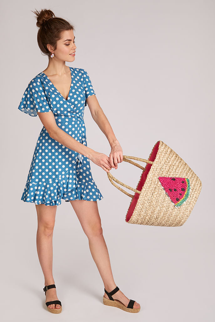 Louche Winnie Straw Bag With Watermelon