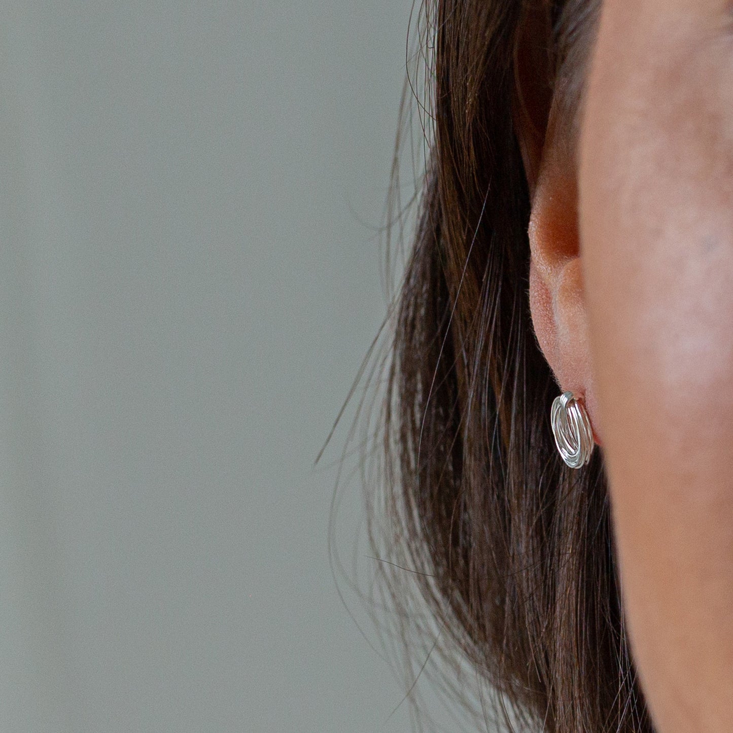 Wire Coil Hoops Sterling Silver Stud Earrings