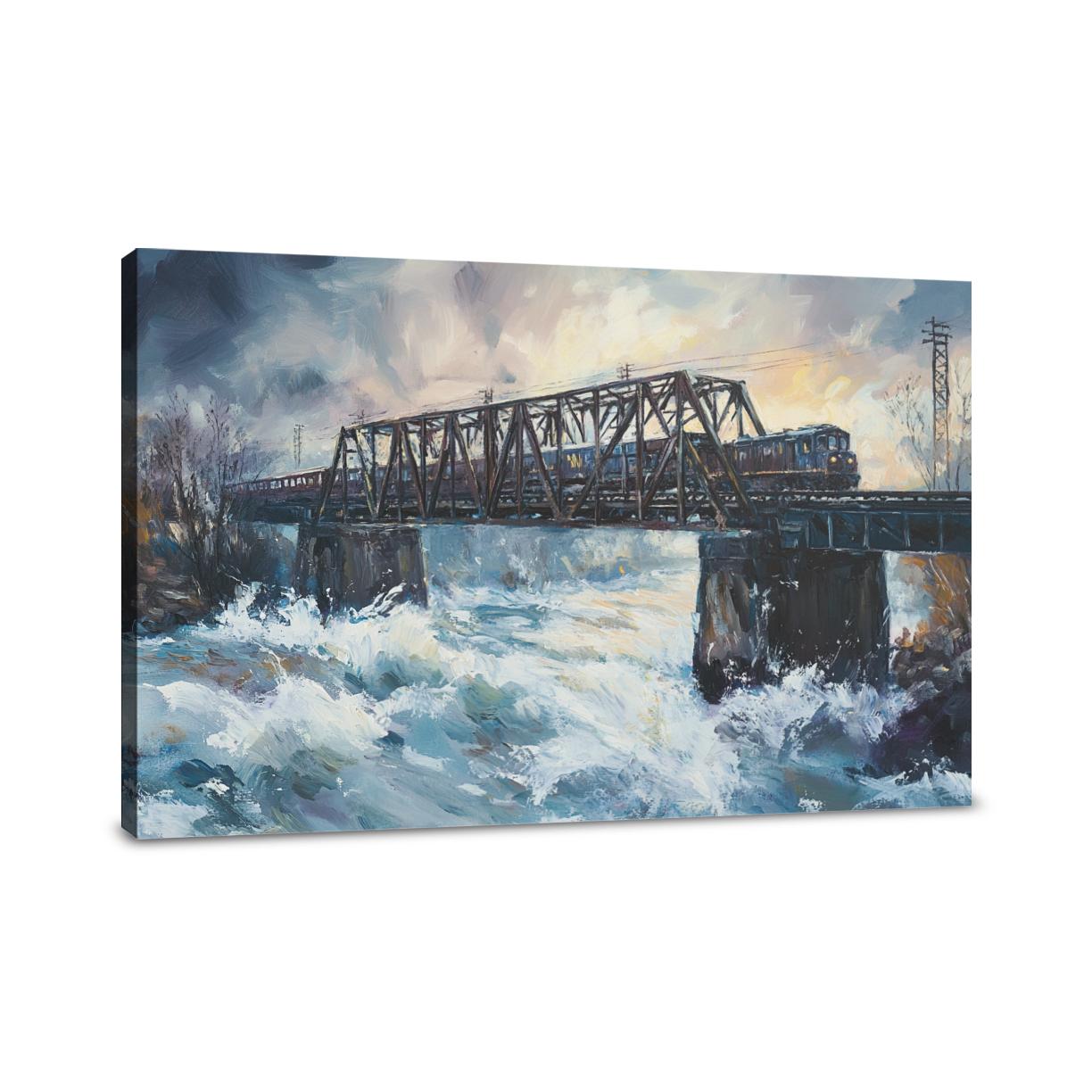 Train Over River Canvas