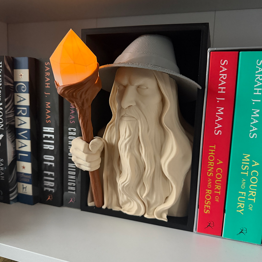 Glowing Wizard Book Nook – 3D Printed Light-Up Fantasy Bookshelf Insert & Bookend