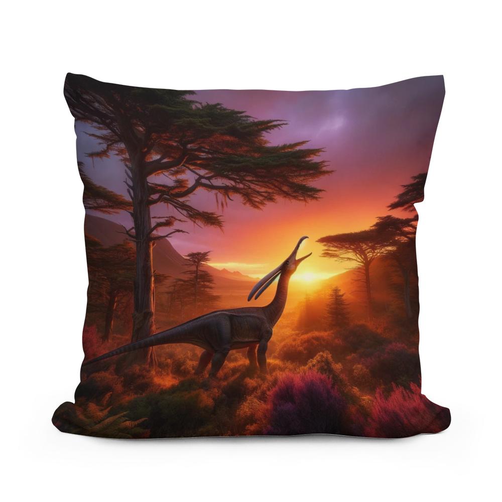 Sunset Serenade Parasaurolophus Cotton Cushion