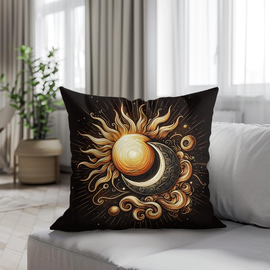 Golden Celestial Harmony Cotton Cushion