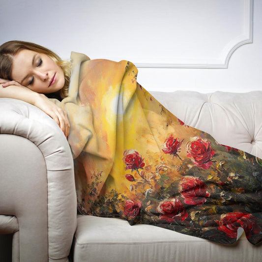 Sunset Rose Garden Blanket