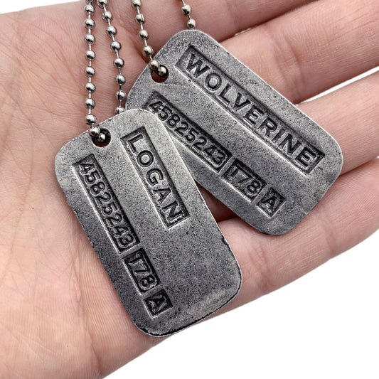 'WOLVERINE' Logan Military Dog Tags - Cosplay Costume Prop Replica - Stainless Steel Chains Included