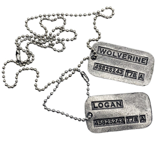 'WOLVERINE' Logan Military Dog Tags - Cosplay Costume Prop Replica - Stainless Steel Chains Included