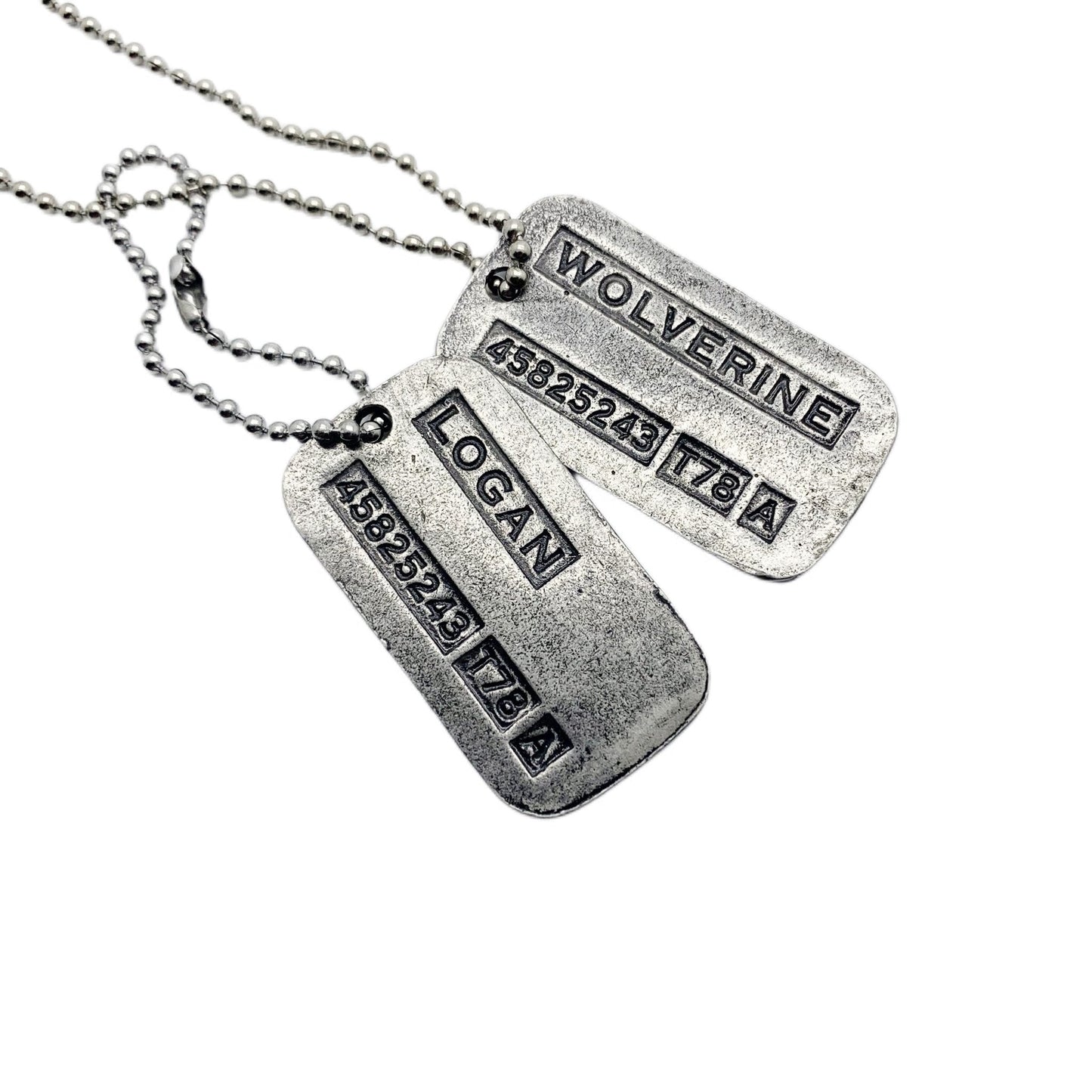 'WOLVERINE' Logan Military Dog Tags - Cosplay Costume Prop Replica - Stainless Steel Chains Included