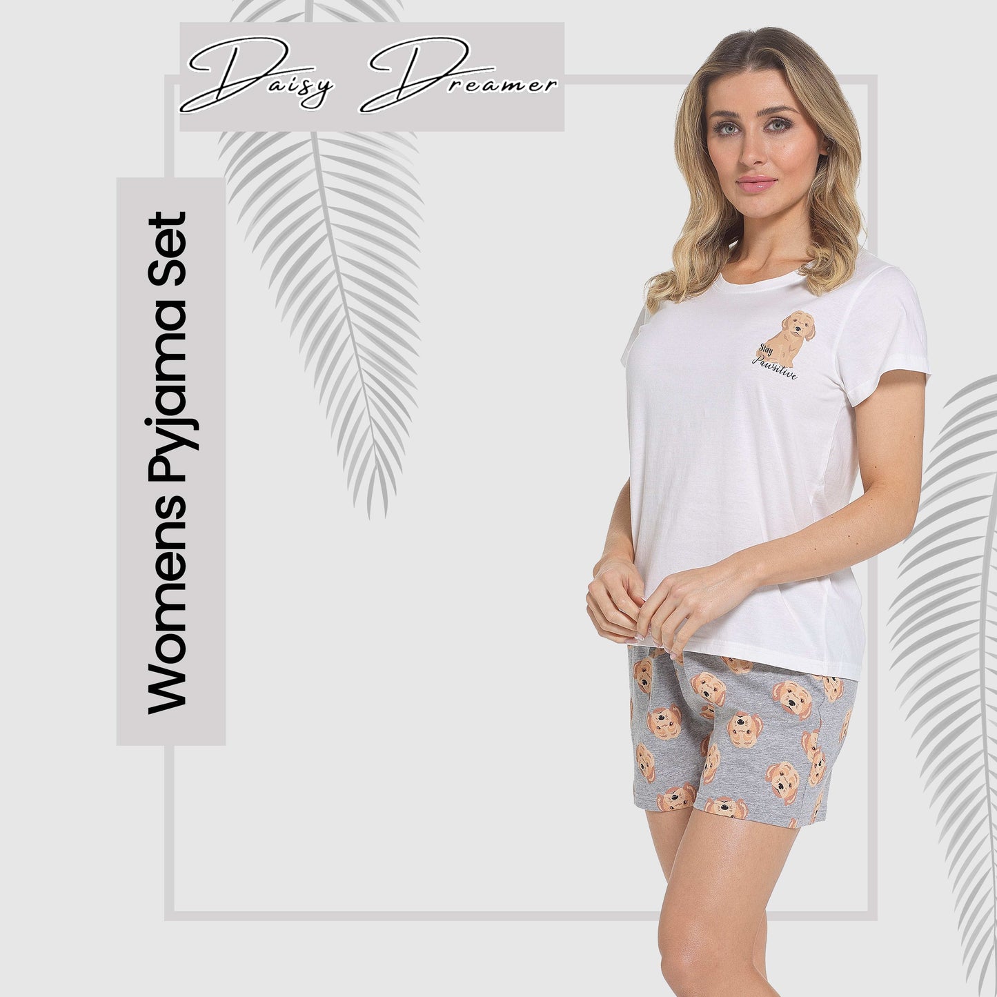 Women's Cockapoo Pyjama Set T-Shirt & Shorts PJs Soft Cotton Loungewear Summer Holiday Sleepwear by Daisy Dreamer