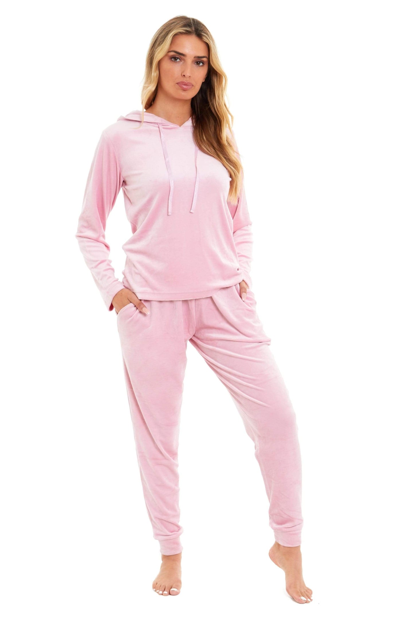 OLIVIA ROCCO Women's Velour Soft Touch Hooded Pyjama Set for Lounging and Sleep - Warm, Stretchable Nightwear Sizes 8-22