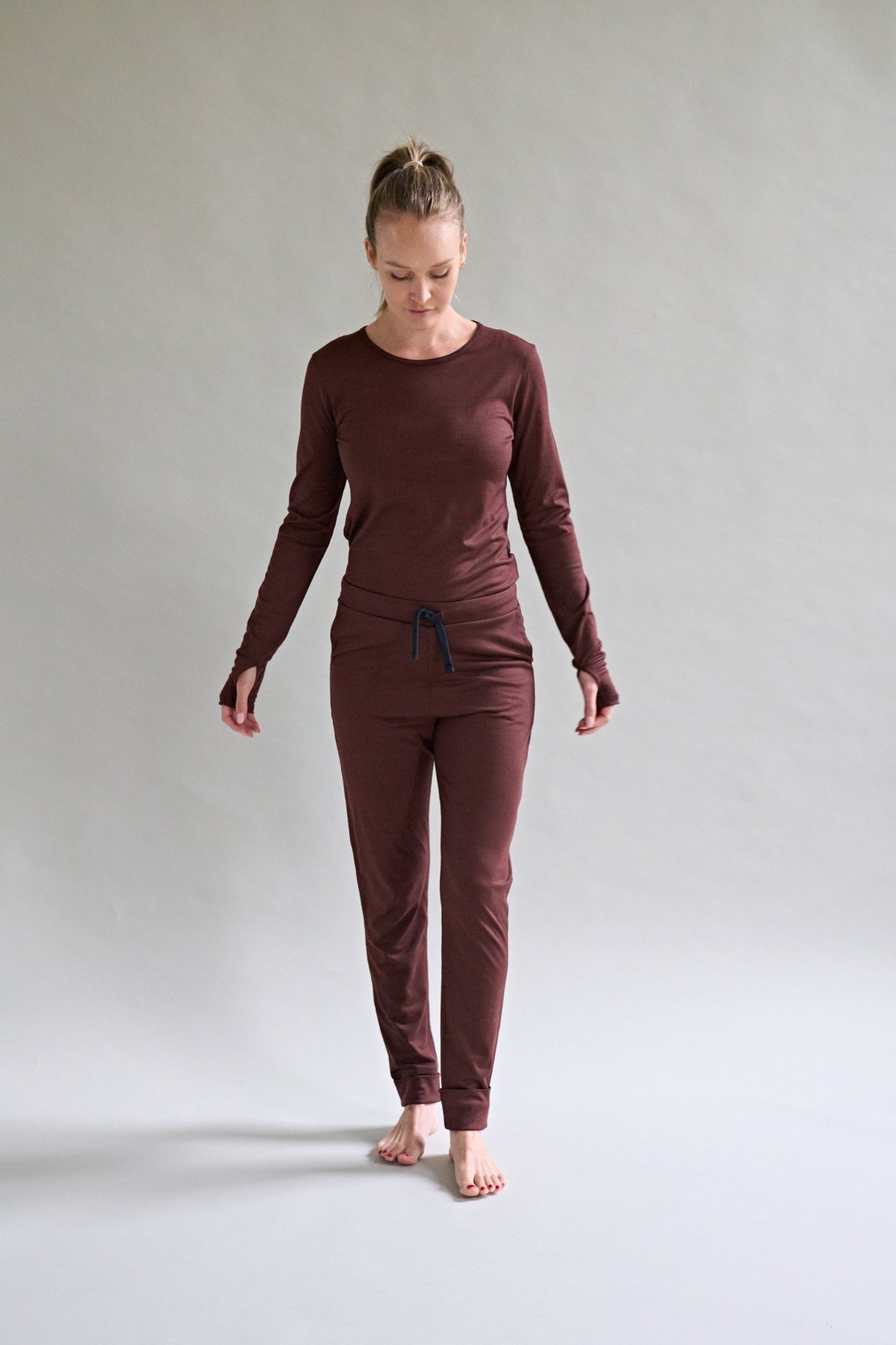 Womens Merino Long Sleeve, Chocolate Brown