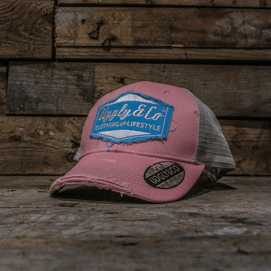 Pastel Pink & Blue Diamond Trucker Hat