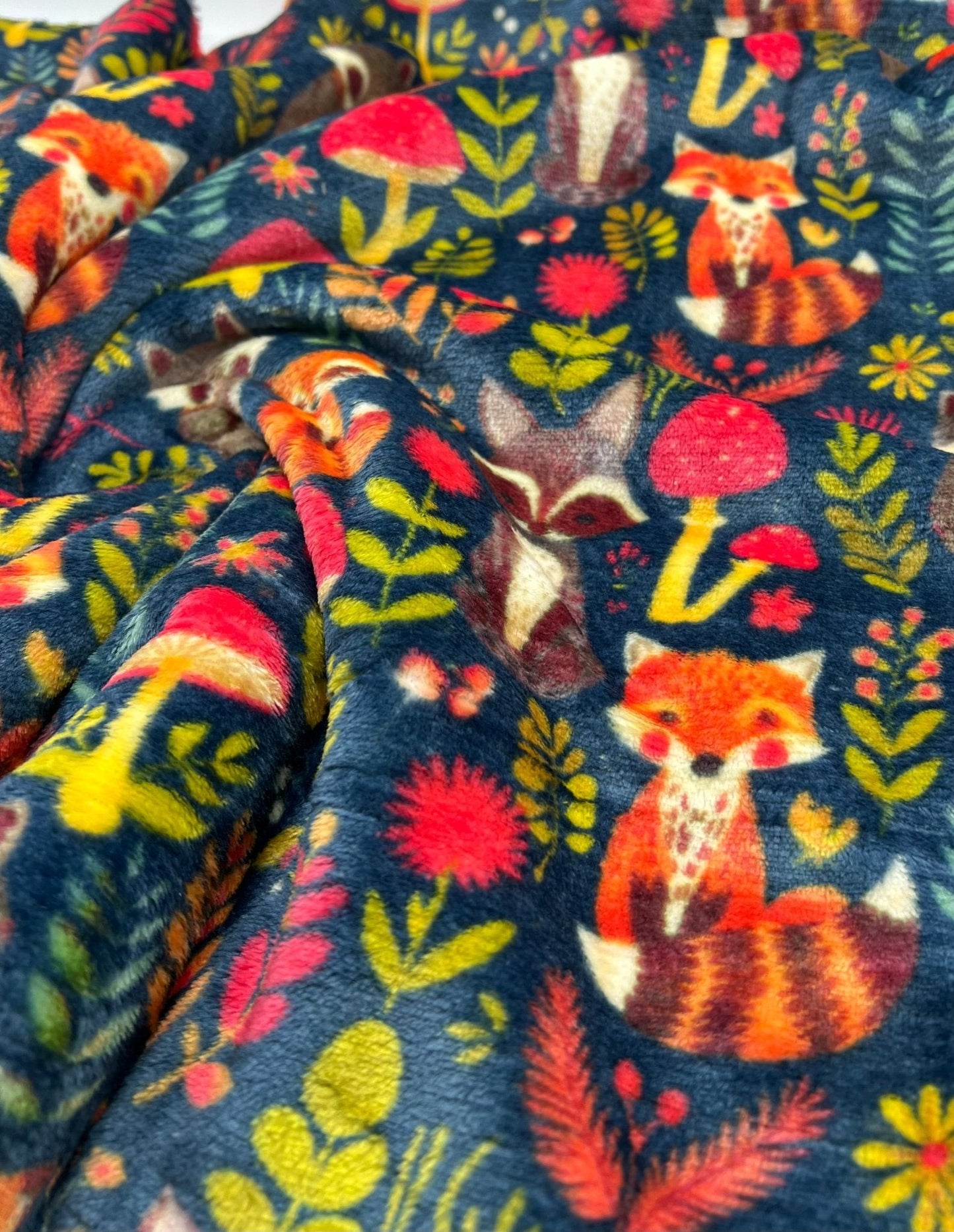 Woodland Animals Cuddle Fleece Fabric Blanket Loungewear