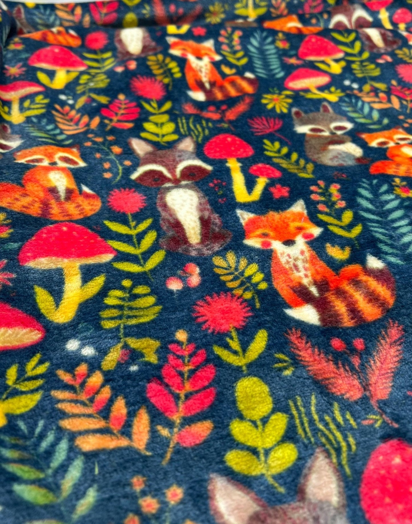 Woodland Animals Cuddle Fleece Fabric Blanket Loungewear