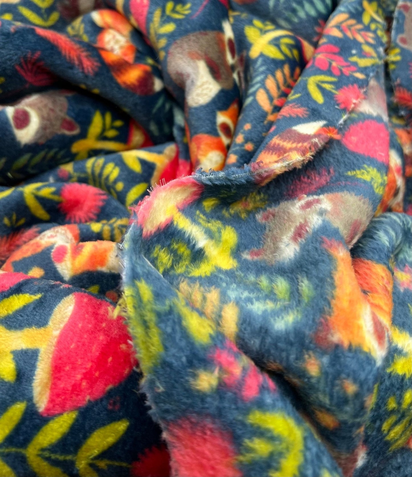 Woodland Animals Cuddle Fleece Fabric Blanket Loungewear
