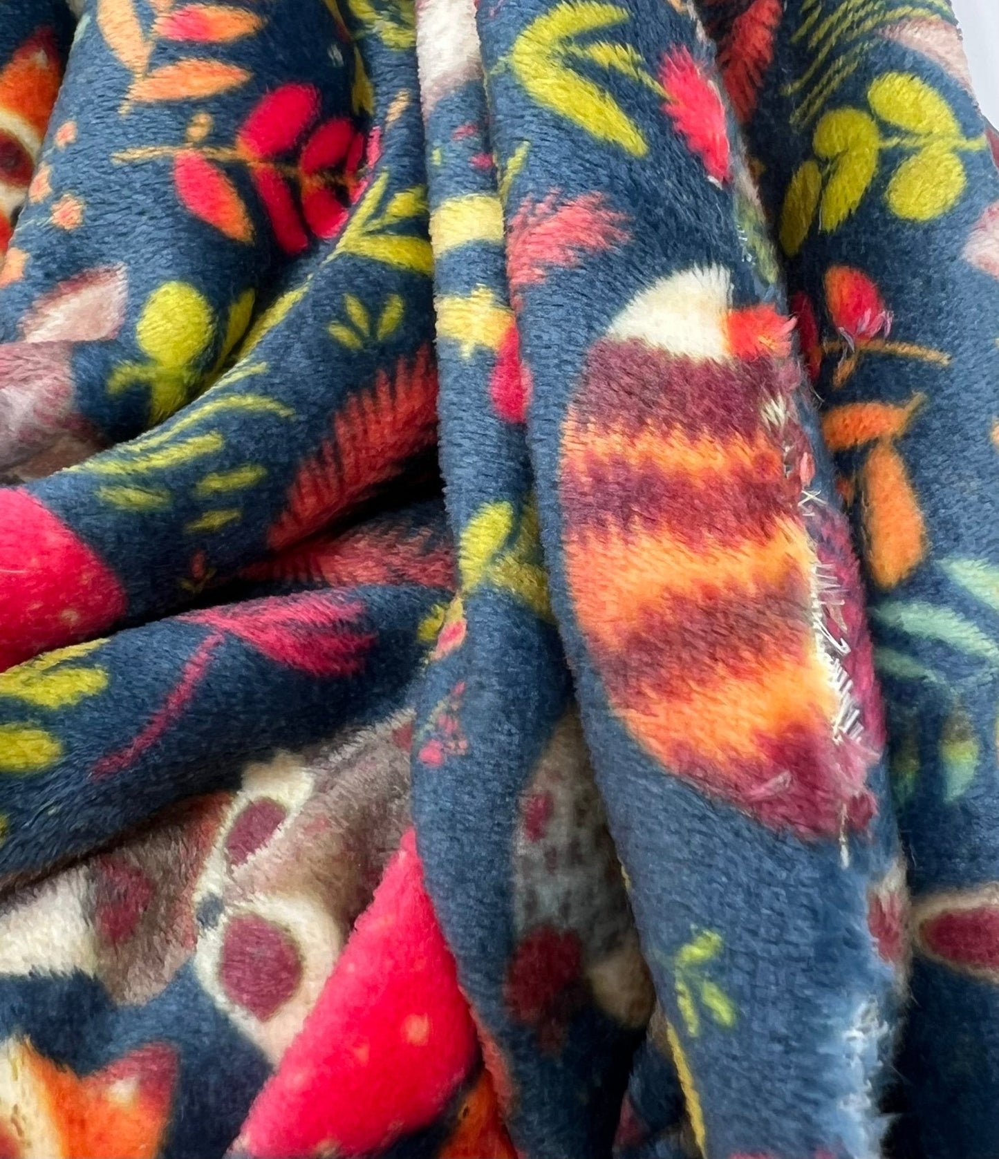 Woodland Animals Cuddle Fleece Fabric Blanket Loungewear