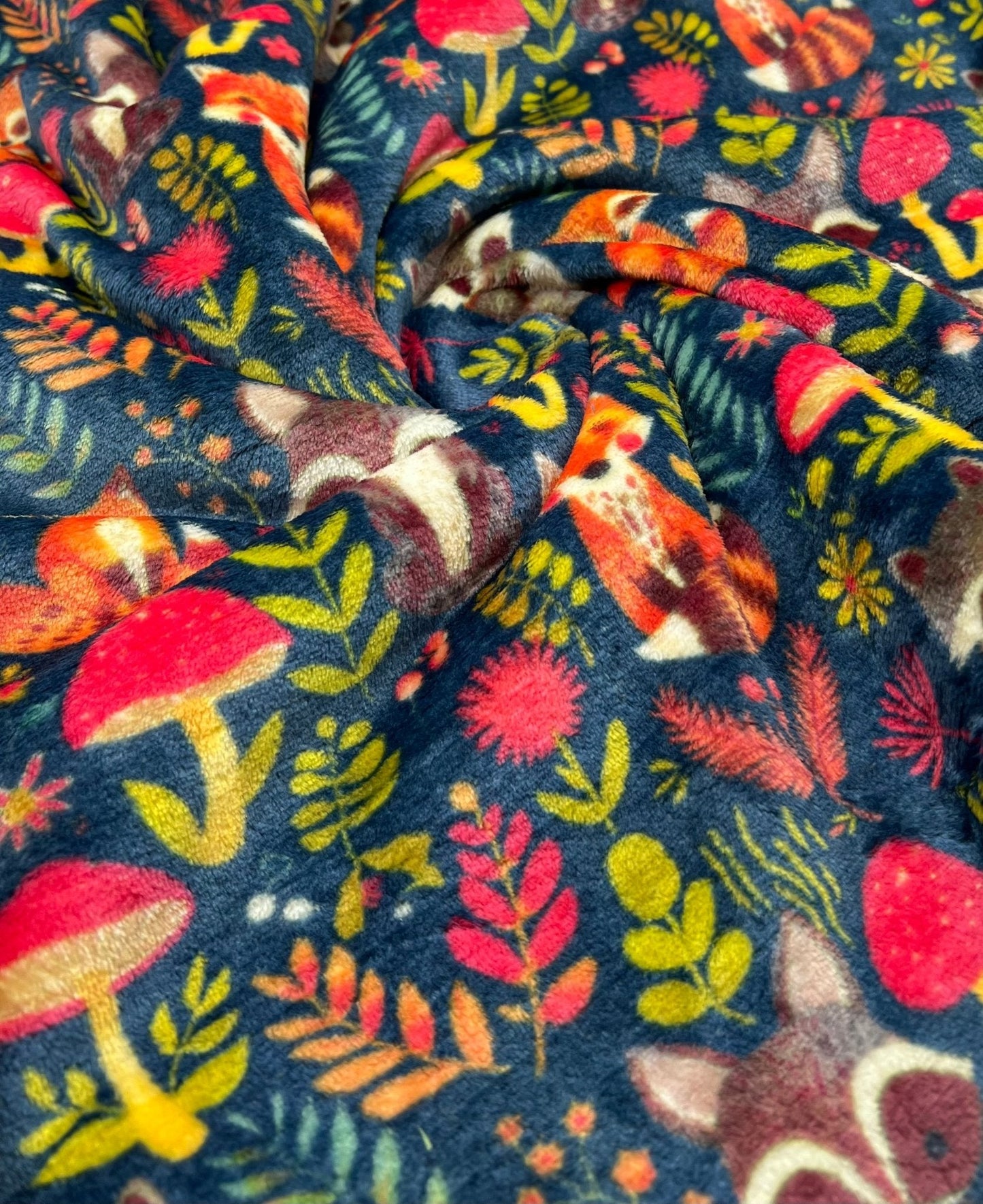 Woodland Animals Cuddle Fleece Fabric Blanket Loungewear