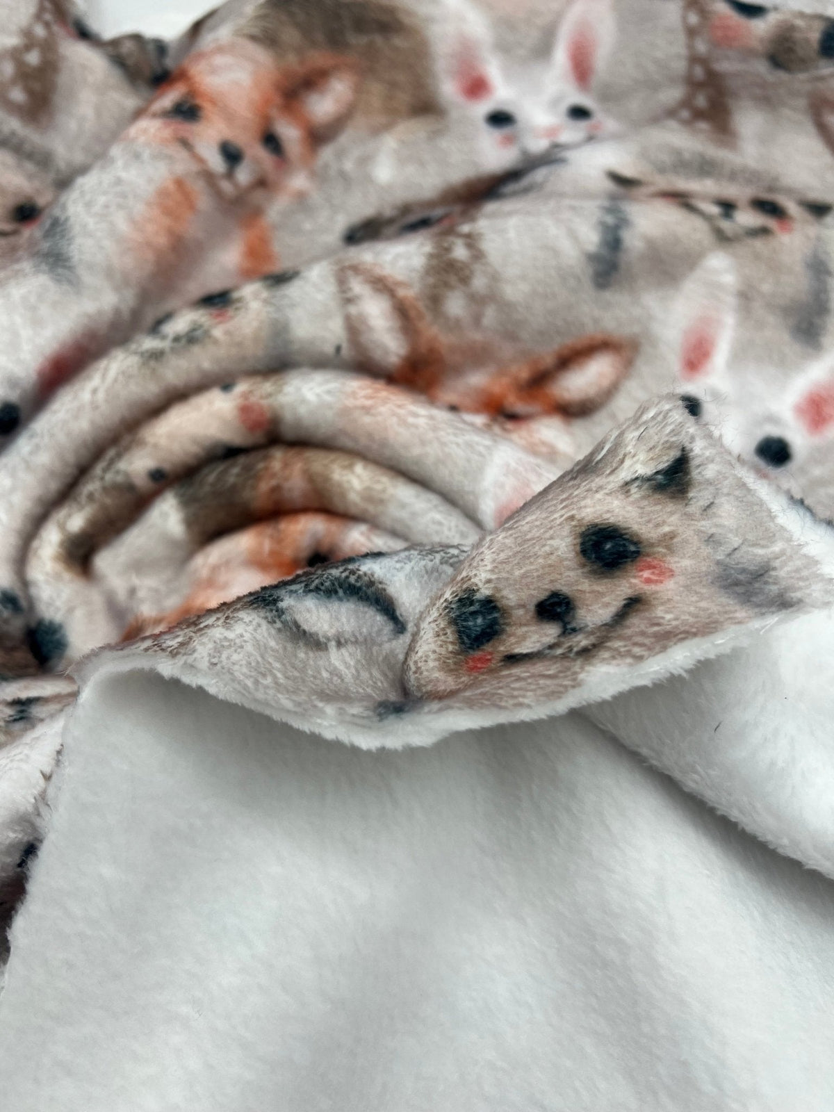 Woodland Baby Animals Cuddle Fleece Fabric Blanket Loungewear